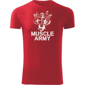 DRAGOWA Фитнес тениска с къс ръкав Muscle Army Team, червена, 180 г/м2 (4202)