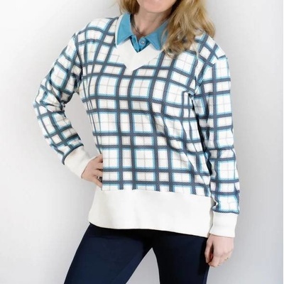 Coeurs de Cherie V-Fleece Tartan bielo-modrá