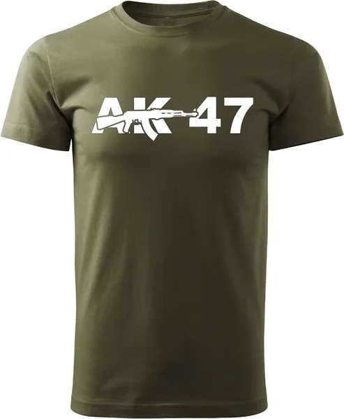 DRAGOWA Тениска с къс ръкав ak47, маслиненозелена, 160 г/м2 (5148)