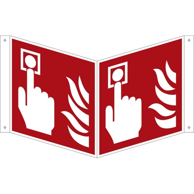 Uhlová tabuľka Požiarny poplach, ISO 7010, plast, fotoluminiscenčná, 200 x 200 mm, BJ = 5 ks