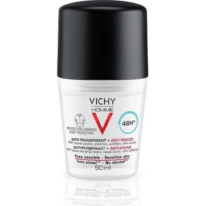 Vichy Дезодорант рол-он против бели и жълти петна 48 часа , Vichy Homme 48H Anti-Perspirant Anti-Stains Deodorant Roll-On 50ml