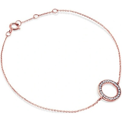 SAVICKI Náramok s príveskom kruh ružové zlato s diamantmi 0.06 ct 18 cm - SAVB06099 R B