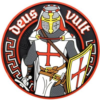 M-TAC 3D PVC Nášivka/Patch Deus Vult - white / red (51116000)