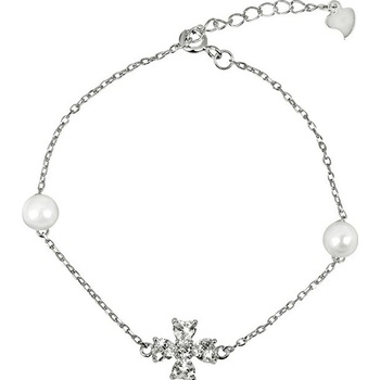 JwL Jewellery stříbrný náramek s pravými perlami a krystaly JL0314