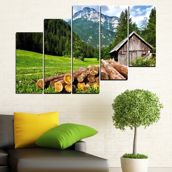 Vivid Home Картини пана Vivid Home от 5 части, Пейзаж, Канава, 110x65 см, 8-ма Форма №0770
