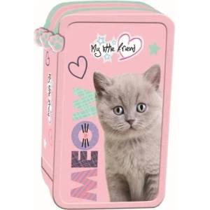 St. Majewski My Little Friend Fluffy Kitty ученически несесер с 3 ципа, ПЪЛЕН