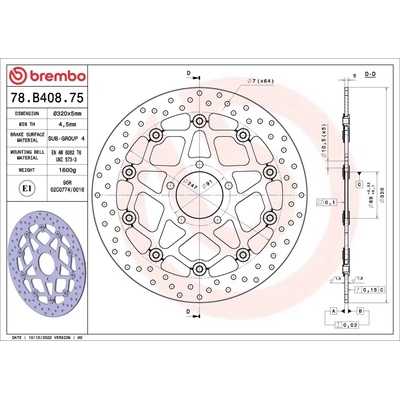 BREMBO Brzdový kotouč PRIME - Serie-Oro - Floating Disc - 320 mm BRE 78B40875