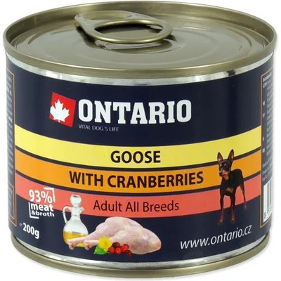 ONTARIO Can Mini Goose, Cranberries, Dandelion and linseed oil - консерва за кучета с гъска, боровинки и ленено масло 200 гр, Чехия 214-2011