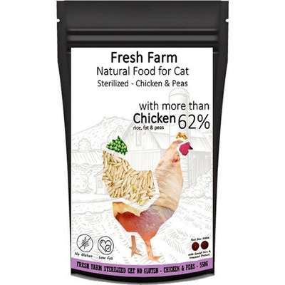 Fresh Farm No Gluten Cat Sterilized Kuracie s hráškom 10 kg
