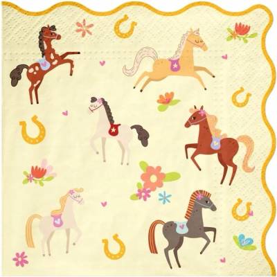 PartyPal Papierové obrúsky Koníky Kone farebné narodeninové 33x33 cm 10 ks
