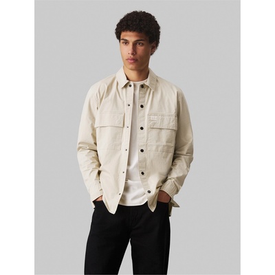 Calvin Klein Jeans Риза с дълъг ръкав Calvin Klein Jeans Men's Cargo Cotton Long Sleeve Relaxed Fit Overshirt - Pelican