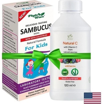 Phyto Wave Промо пакет " Детски имунитет" Самбукус нигра сироп с черен бъз + Течен Витамин С