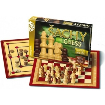 Šachy,dáma, mlýn dřevěné figurky a kameny společenská hra