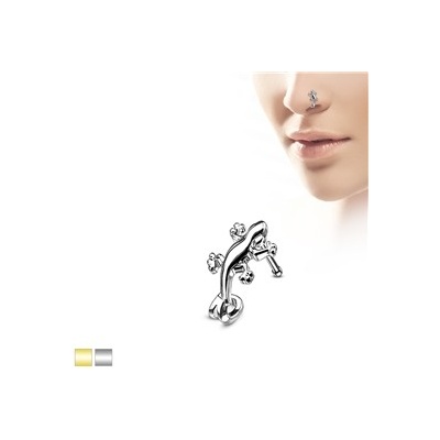 Piercingate piercing do nosu ještěrka PNO00255 stříbrná – Zboží Dáma