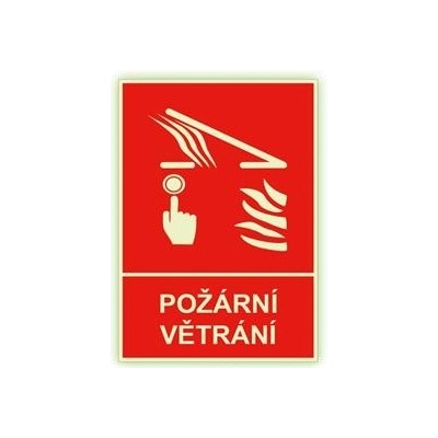 Požární větrání s textem - fotoluminiscenční tabulka, plast 1 mm 148x210 mm