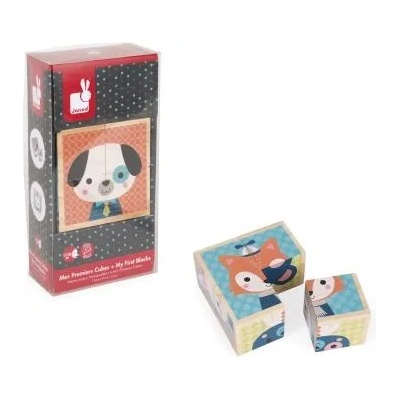 Janod - Моите първи дървени кубчета - Горски портрети (J08000)