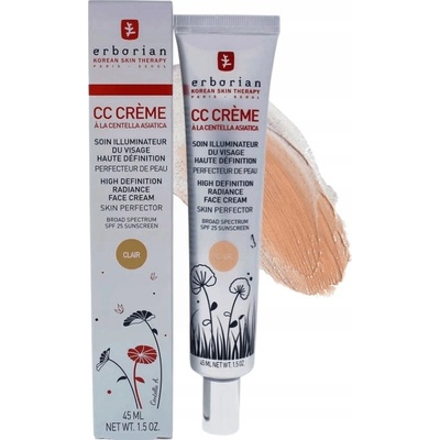 Erborian CC Crème Centella Asiatica rozjasňujúci krém pre jednotný tón pleti SPF25 veľké balenie Clair 45 ml