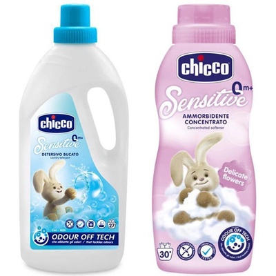 Chicco Prostriedok prací detský Sensitive 1,5 l + Aviváž konc. Kvetinové objatie 750 ml