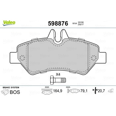 Sada brzdových platničiek kotúčovej brzdy VALEO 598876