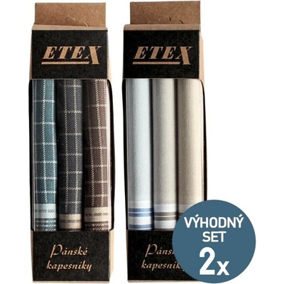 ETEX Výhodná sada pánských látkových kapesníků M40-1 a M40-3 - 6 kusů – Sleviste.cz