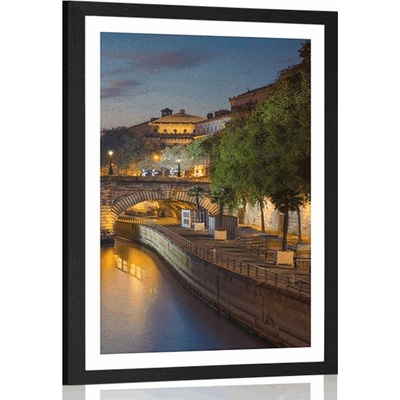 Plakát s paspartou nábřeží Paříže - 20x30 silver
