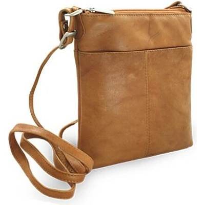 Arwel Světle hnědá dámská kožená zipová crossbody kabelka Jenny