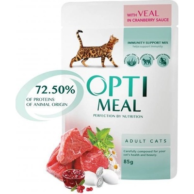 OPTIMEAL adult cats with veal in cranberry sauce 12 x 85 g