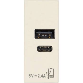 Vimar 30292. ACC USB Контакт Linea, A+C 12W 2, 4A 5V 1M, Canvas, (VM30292.ACC)