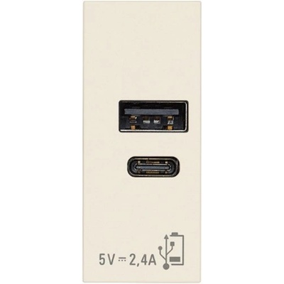 Vimar 30292. ACC USB Контакт Linea, A+C 12W 2, 4A 5V 1M, Canvas, (VM30292.ACC)