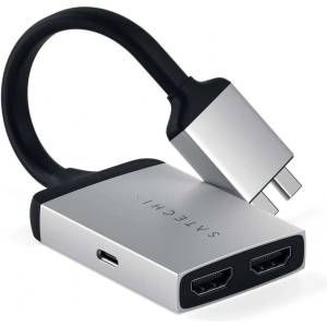 Satechi Адаптер Satechi USB-C to Dual HDMI 4K Adapter (ST-TCDHAS), 2x USB-C(м) към 2x HDMI(ж), 4K@60Hz, сребрист (ST-TCDHAS / 41635)