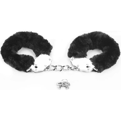 Белезници с черен плюш, фетиш удоволствие - Fluffy Hand Cuffs (LVTOY00269)