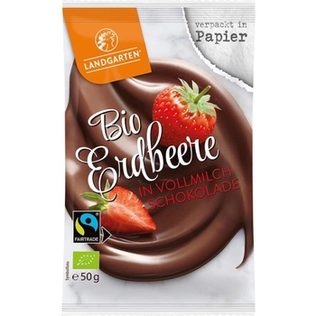 Landgarten bio jahody v mléčné čokoládě 50 g