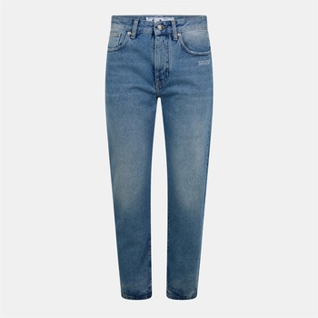 OFF WHITE Дънки OFF WHITE Women's Mid-Rise Straight Leg Jeans - Blue/White