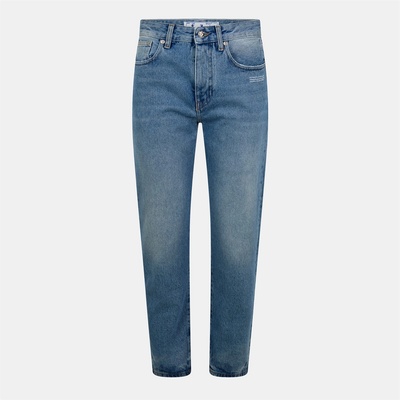 OFF WHITE Дънки OFF WHITE Women's Mid-Rise Straight Leg Jeans - Blue/White