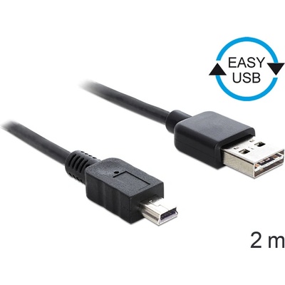 Delock Кабел, EASY-USB 2.0 Тип A конектор щепсел USB 2.0 Тип B конектор щепсел, 2 m,