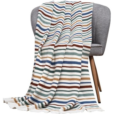 SCANquilt pletený pléd RIB pruhy multi pestrá střední 130x200