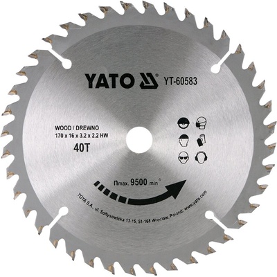 Kotouč na dřevo Yato YT-60583, 170 x 16 mm 40z