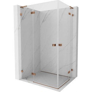 Mexen Lunar L Duo лява душ кабина с врата 105 x 80 см, прозрачна, розово злато - 834L-105L-080P-60-00 (834L-105L-080P-60-00)