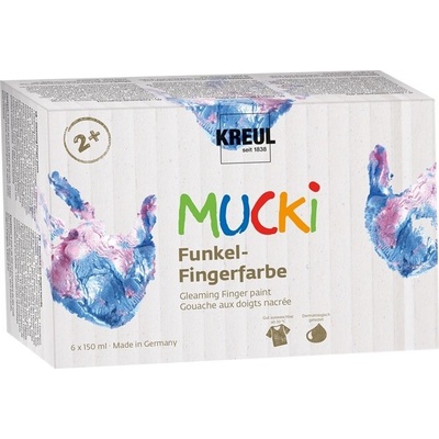 Mucki žiariace detské prstové farby sada 6 x 150 ml