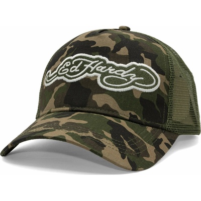 Ed Hardy Embroidery Applique Cord 5 Panel Trucker Cap