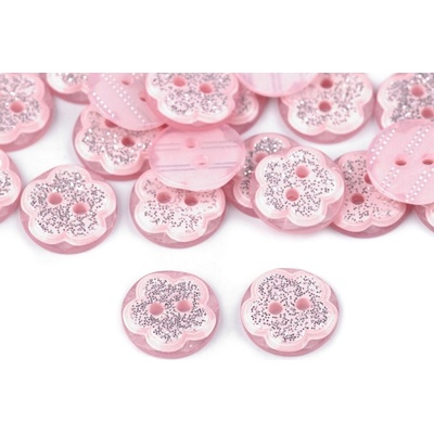 Knoflík květ s glitry světle růžová – Sleviste.cz