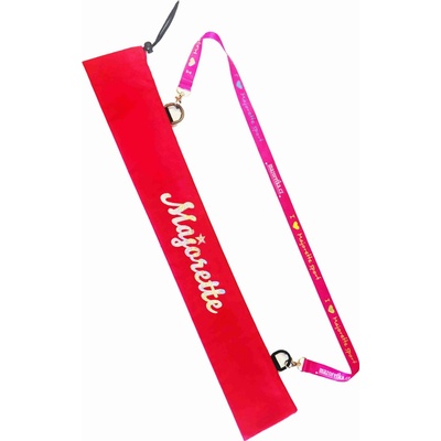 Mazoretka Obal na hůlku červený se stříbrným potiskem Délka: 50 cm (vhodné pro hůlku až 50 cm)