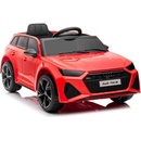 Beneo Elektrické autíčko Audi RS6 12V koženkové sedadlo 2,4 GHz diaľkové ovládanie USB Vstup LED svetlá 12V batéria mäkké EVA kolesá 2 X MOTOR červené ORIGINÁL licencia