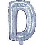 PartyDeco Балон от фолио Mini - Буква D 35см холографичен