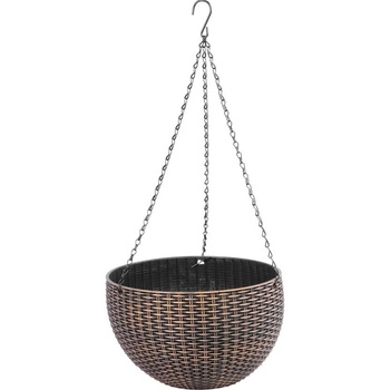 Kvetináč Strend Pro Modern, visiaci, závesný, zlatý, 26x16cm, s retiazkou a vešiakom