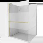 Mexen Kioto+ L душ стена с рафт Walk-in 120 x 200 см, прозрачен/матиран, злато мат - 800-120-123-55-35 (800-120-123-55-35)