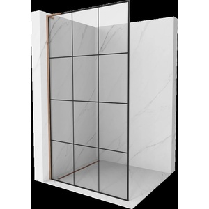 Mexen Kioto L Душ екрана Walk-in 110 x 200 см, черна решетка, розово злато - 800-110-103-60-77 (800-110-103-60-77)