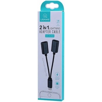 USAMS Двоен Lightning адаптер за устройства с Lightning порт - USAMS 2in1 Lightning Adapter (черен) (US-SJ160)