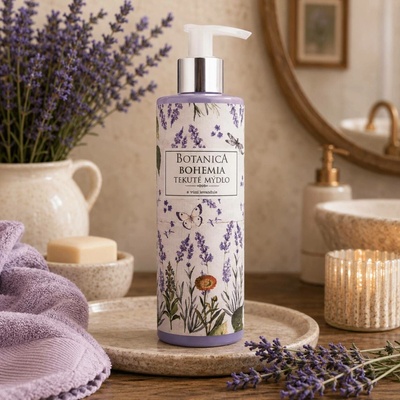 Bohemia Gifts & Cosmetics Botanica Levandule s olivovým olejem extraktem z bylin a jogurtovou aktivní složkou tekuté mýdlo 250 ml