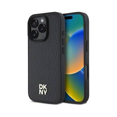 DKNY PU Leather Repeat Pattern Stack Logo MagSafe Case for iPhone 16 Pro Black (3666339333645)